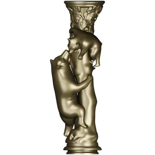 Балясина "Лесное Объятие" - медведи и листва, 3D модель STL для ЧПУ