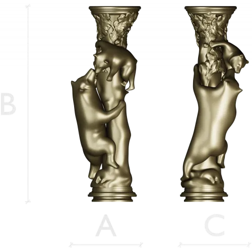 Балясина "Лесное Объятие" - медведи и листва, 3D модель STL для ЧПУ