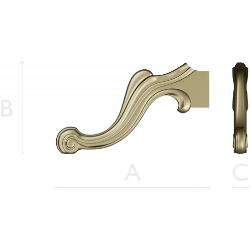 Rococo Scroll Applique - STL 3D model for CNC wood carving