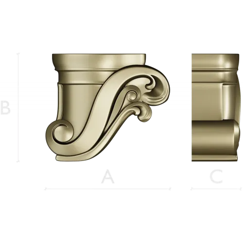 Regal Scroll Corbel - STL 3D model for CNC carving