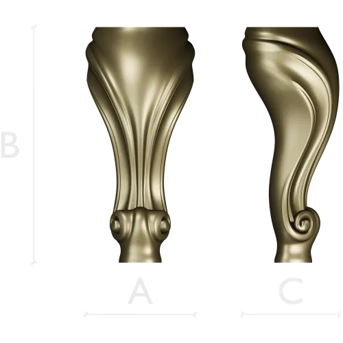Ornate Shell & Scroll Furniture Leg - STL 3D Model for CNC