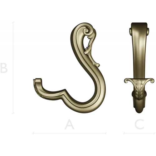 Acanthus S-Scroll - detailed STL 3D model for CNC decorative bracket