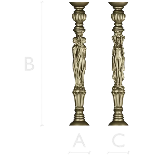 Caryatid baluster STL model for CNC router - high-relief spindle