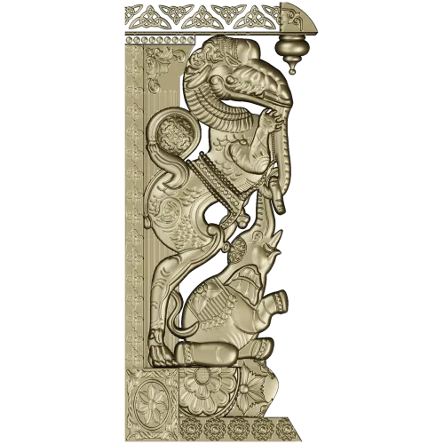 Индийский резной кронштейн с мифическими зверями - STL для ЧПУ