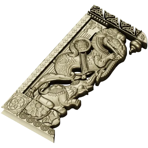 Индийский резной кронштейн с мифическими зверями - STL для ЧПУ