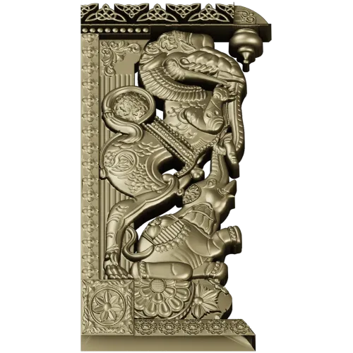 Индийский резной кронштейн с мифическими зверями - STL для ЧПУ