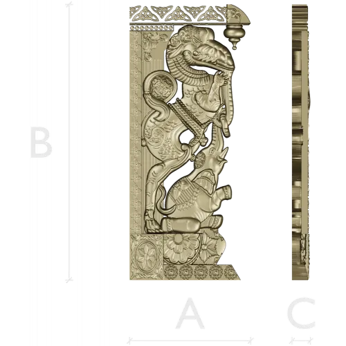 Индийский резной кронштейн с мифическими зверями - STL для ЧПУ