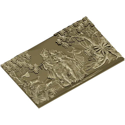 Радха и Кришна - Лесная идиллия (3D модель STL для ЧПУ)
