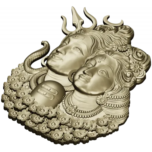 Shiva and Parvati Devotional Panel - 3D STL model for CNC