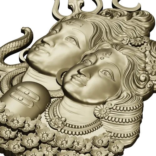 Shiva and Parvati Devotional Panel - 3D STL model for CNC