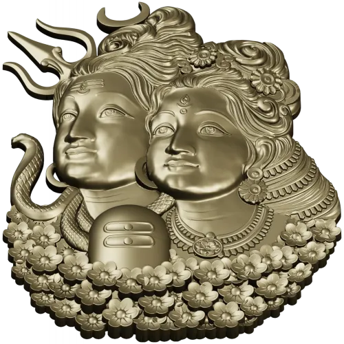 Shiva and Parvati Devotional Panel - 3D STL model for CNC