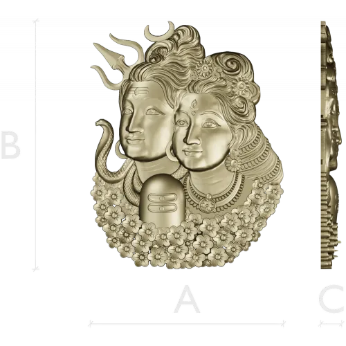 Shiva and Parvati Devotional Panel - 3D STL model for CNC