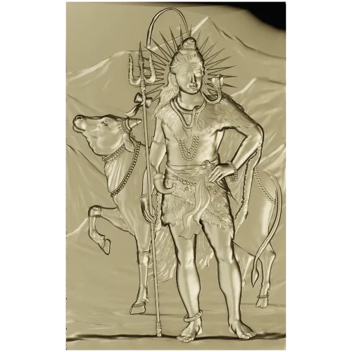Shiva with Nandi - high relief panel STL for CNC