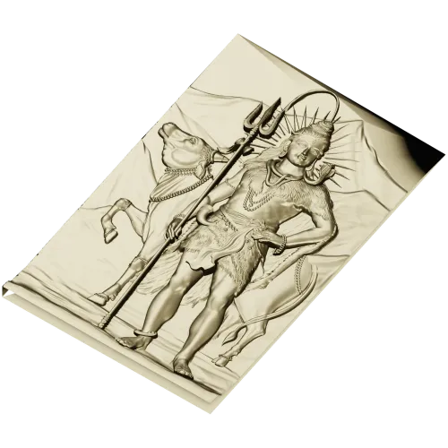 Shiva with Nandi - high relief panel STL for CNC