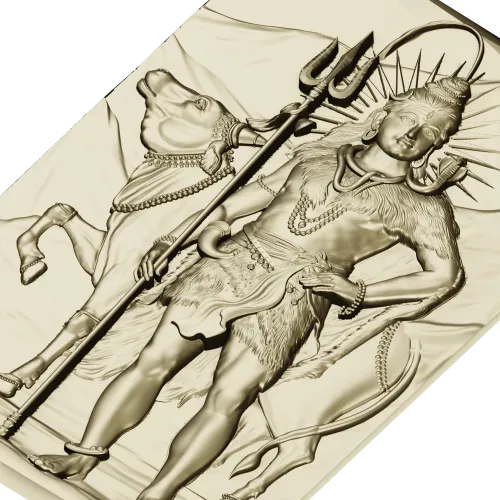 Shiva with Nandi - high relief panel STL for CNC