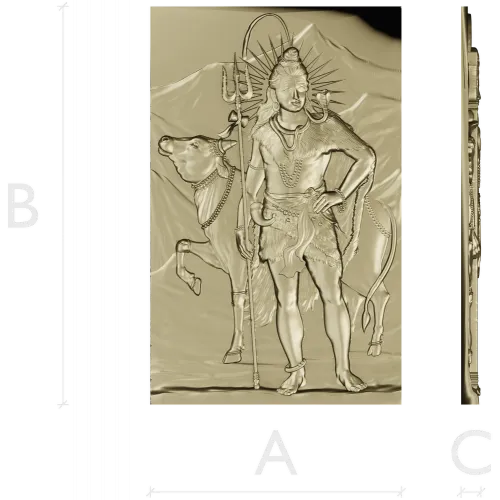 Shiva with Nandi - high relief panel STL for CNC