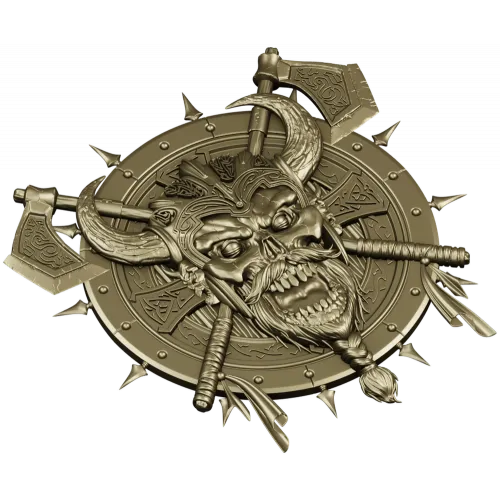 Викингский череп на щите - 3D STL модель для ЧПУ