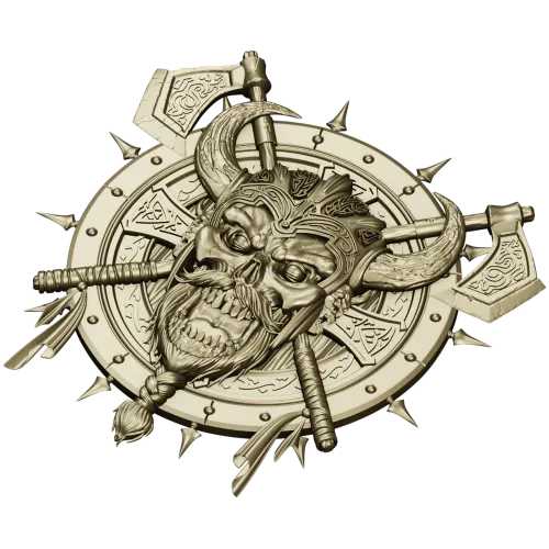 Викингский череп на щите - 3D STL модель для ЧПУ