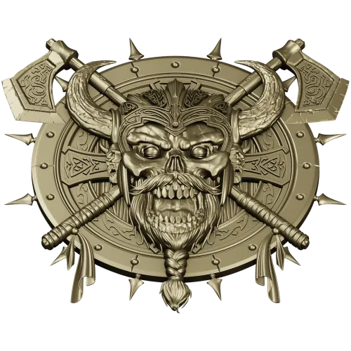 Викингский череп на щите - 3D STL модель для ЧПУ
