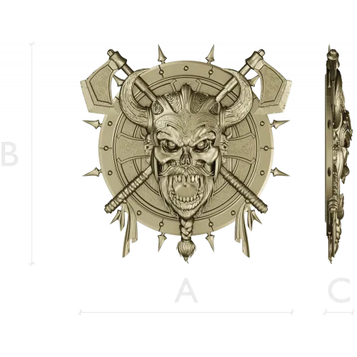 Викингский череп на щите - 3D STL модель для ЧПУ