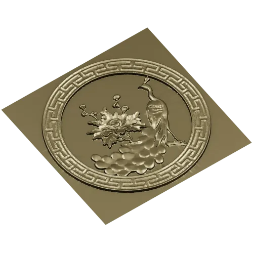 Павлин и пион - 3D модель STL для ЧПУ