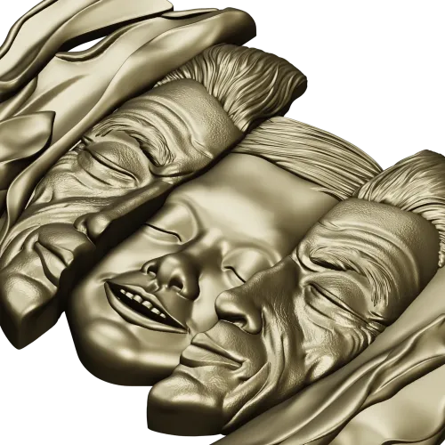 Барельеф "Три лика в драпировке" - 3D STL модель для ЧПУ