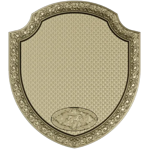 Ornate Shield Plaque 3D STL for CNC - Floral Border & Woven Field