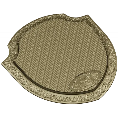 Ornate Shield Plaque 3D STL for CNC - Floral Border & Woven Field