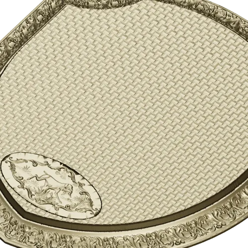 Ornate Shield Plaque 3D STL for CNC - Floral Border & Woven Field