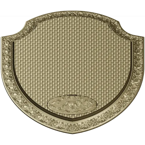 Ornate Shield Plaque 3D STL for CNC - Floral Border & Woven Field