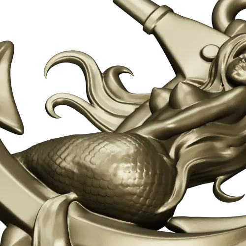 Русалка на якоре - 3D модель STL для ЧПУ фрезера