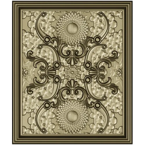 Sunflower Baroque Decorative Panel - STL model for CNC milling