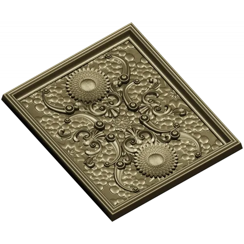 Sunflower Baroque Decorative Panel - STL model for CNC milling