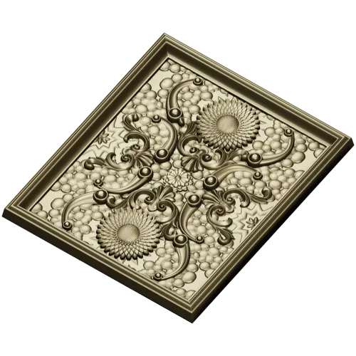 Sunflower Baroque Decorative Panel - STL model for CNC milling