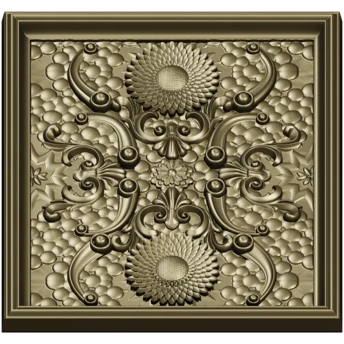 Sunflower Baroque Decorative Panel - STL model for CNC milling