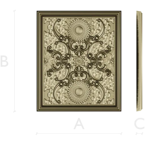 Sunflower Baroque Decorative Panel - STL model for CNC milling