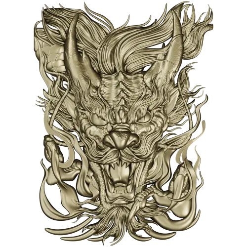 Embermane Dragon Head - high-relief 3D STL model for CNC carving