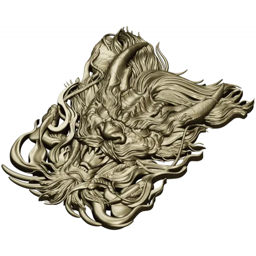 Embermane Dragon Head - high-relief 3D STL model for CNC carving