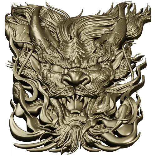 Embermane Dragon Head - high-relief 3D STL model for CNC carving
