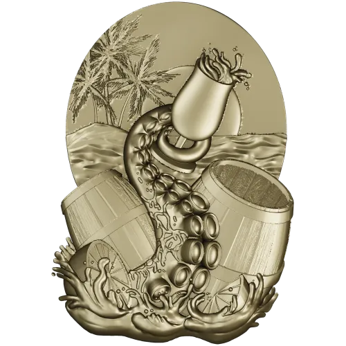 Kraken's Bounty Relief - high-relief STL 3D model for CNC