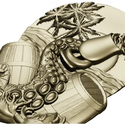Kraken's Bounty Relief - high-relief STL 3D model for CNC