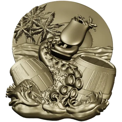 Kraken's Bounty Relief - high-relief STL 3D model for CNC