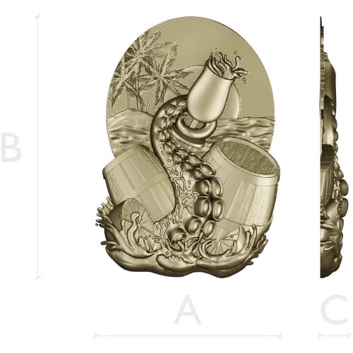 Kraken's Bounty Relief - high-relief STL 3D model for CNC