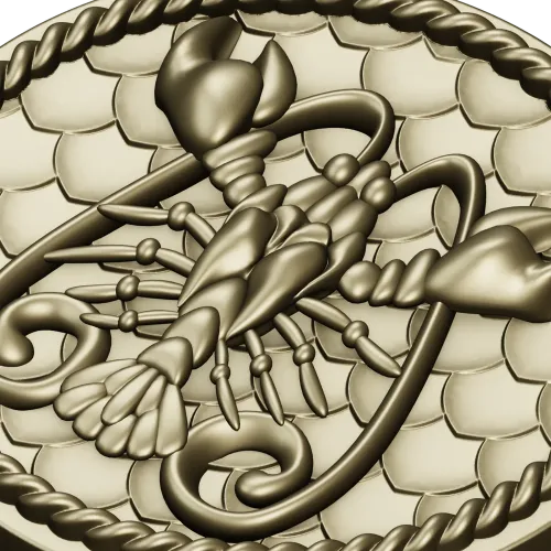 Cancer Zodiac Medallion STL - 3D Model for CNC Milling