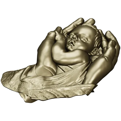 Бережные руки - 3D модель STL для ЧПУ, барельеф младенца в ладонях