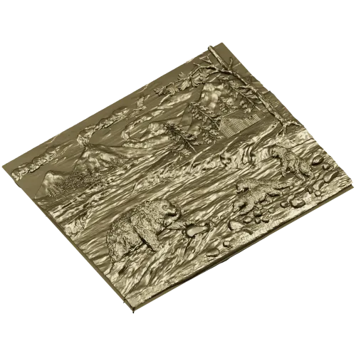 Fishing Bears bas-relief STL for CNC milling