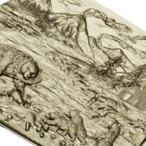 Fishing Bears bas-relief STL for CNC milling