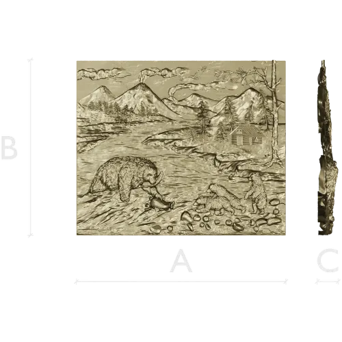 Fishing Bears bas-relief STL for CNC milling