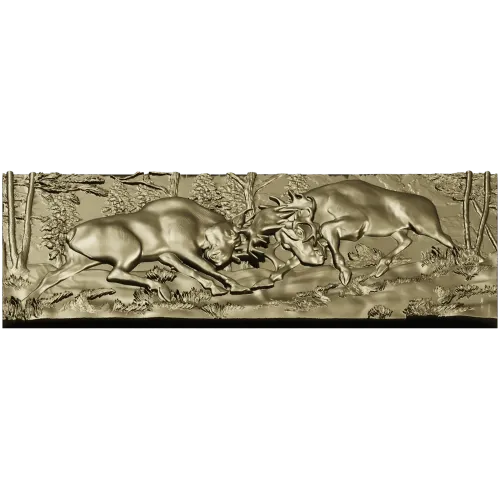 High-Relief Stags Panel STL for CNC - Detailed 3D Model for Milling