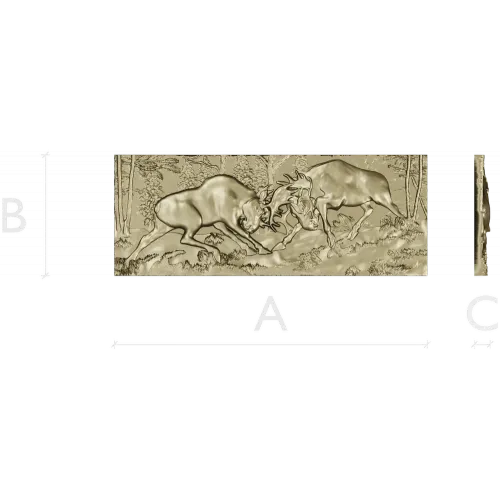 High-Relief Stags Panel STL for CNC - Detailed 3D Model for Milling